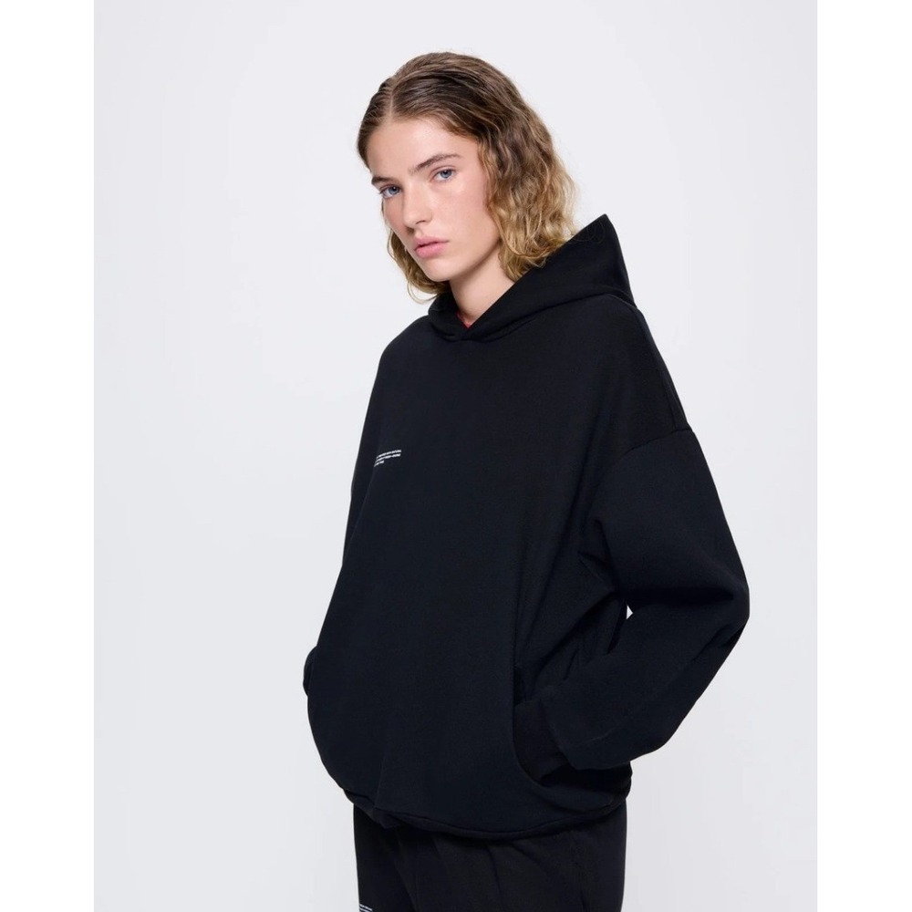 Pangaia Womens 365 Midweight Hoodie Black Organic Recycled Cotton XS Minimalist